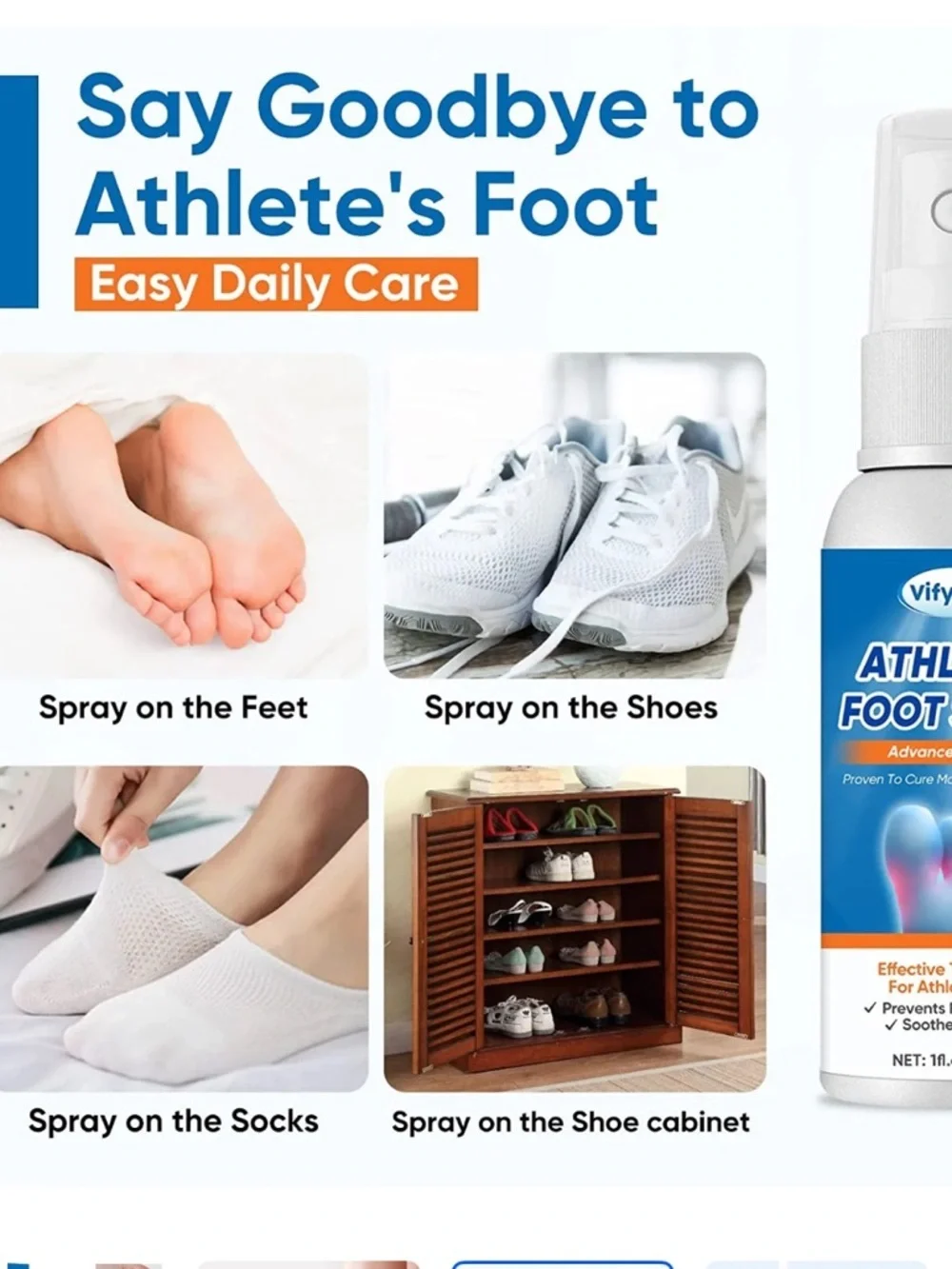 Vifycim Athlete's Foot Spray - Soothing Antifungal Spray set of 3